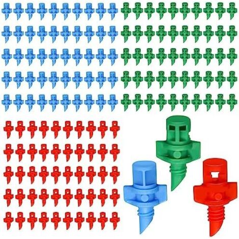150pcs émetteurs d'irrigation Goutte Goutte, Micro têtes d'arrosage Irrigation brumisation arrosage réfraction pulvérisateur Buses pour Plantes (90/180/360 degrés) -