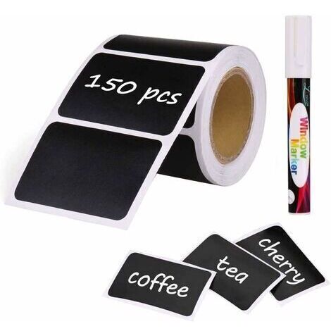 150pcs Kit d'Etiquette Autocollantes Réutilisables pour la Cuisine Organiser avec Marqueurs Craie Liquide, Étiquette Tableau Noir Amovible pour Décorer Votre Cuisine Pièce de Rangementdengyank