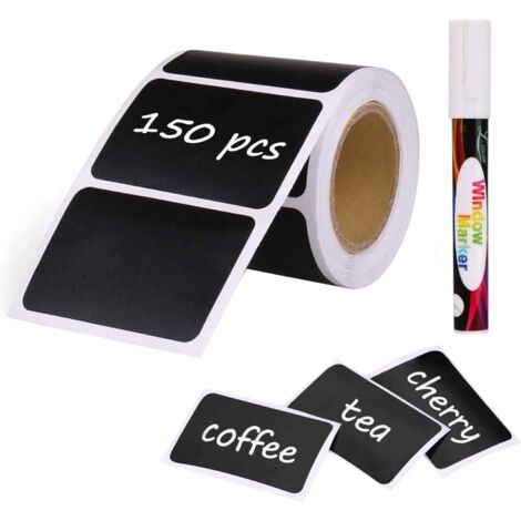 150pcs Reusable Self-Adhesive Label Kit for Kitchen Organization with Liquid Chalk Markers, Removable Blackboard Labels for Decorating Your Kitchen Storage Room