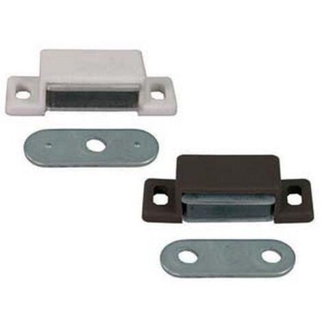 150PZ CRICCHETTO MAGNETICO RETTANGOLARE NORMALE mm48x18x13h., 2 fori, plastica
