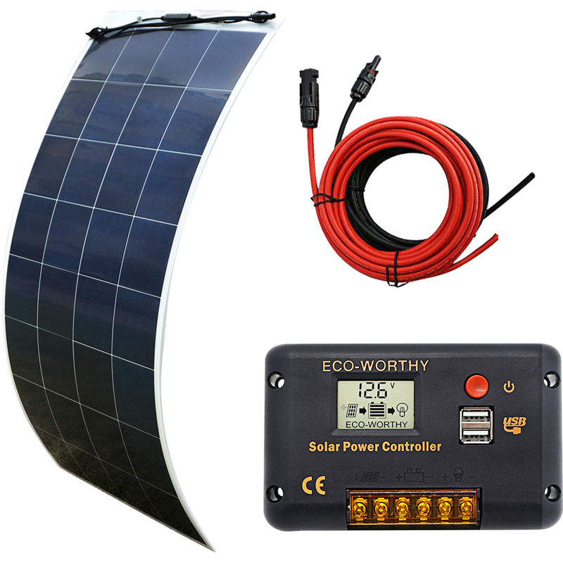 150W Flexible Solar Panel & 20A LCD Battery Charge Controller Camper