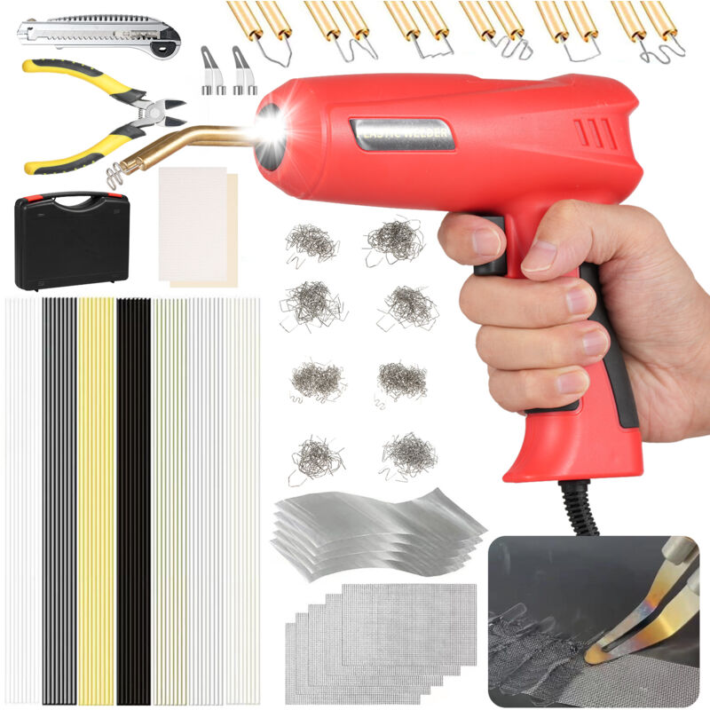 Lifcausal - Soudeur plastique 150 w, agrafeuse à chaud portative 2 en 1, agrafeuse à chaud 800 pièces, 56 tiges de soudage en plastique pp, couteau,