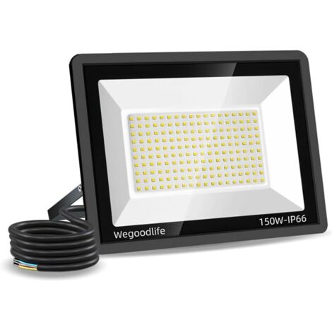 150W Projecteur LED Extérieur, Super Lumineux 15000LM Spot Extérieur, 6500K Blanc Froid Éclairage Mural d'extérieur, IP66 Étanche, Éclairage Extérieur pour Jardin, Patio, Garage, Entrée
