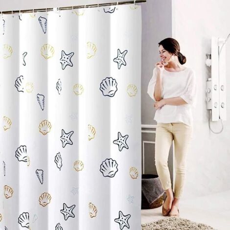 (150x180cm) Duschvorhang aus schimmelresistentem Stoff, wasserfester Stoff, schimmelresistent, wasserfest, antibakteriell, waschbar, Polyester, inkl. Duschvorhanghaken