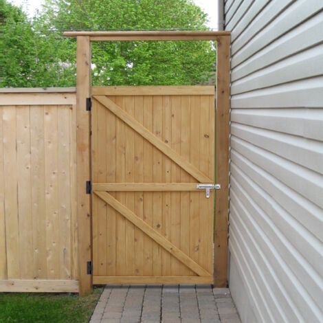 LIVINGANDHOME 152cm Pine Wood Garden Gate with Latch