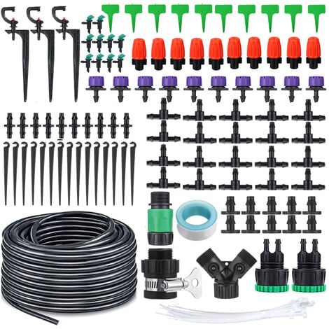 DRILLPRO 152pcs Drip Watering Kit Irrigation System Accessories with 25M Hose Drip irrigation kits LBTN