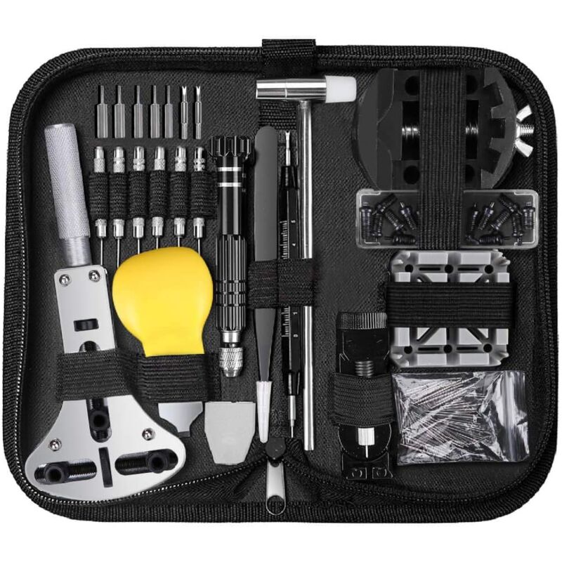 Dpzo - 153 pièces Outil de Montre Professionnel, Ouvre-Boîtier, Tournevis et Kit de Changement de Batterie pour Montres