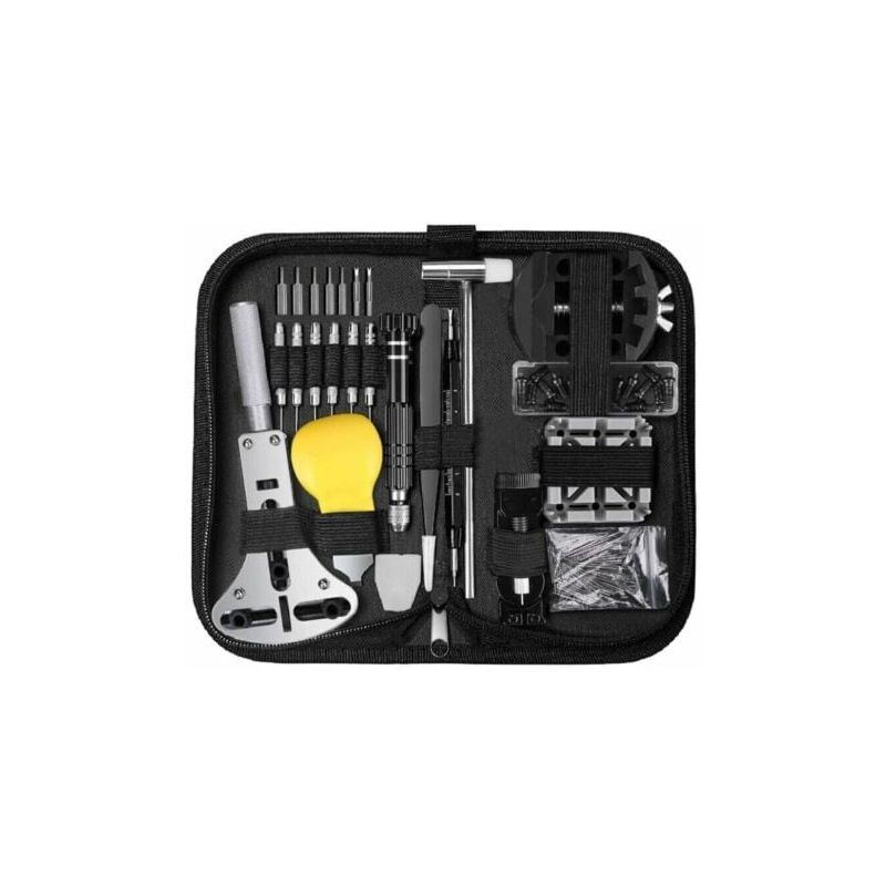 Aiperq - 153 pièces Outil de montre professionnel Taille réglable Ouvre-boîtier Tournevis Bracelet Changement de batterie Kit d'outils pour la