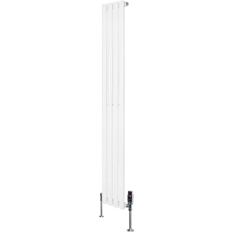 Monster Shop Gliederheizkörper Mit Trv Chromventile, Vertikal, Weiß, 1600 X