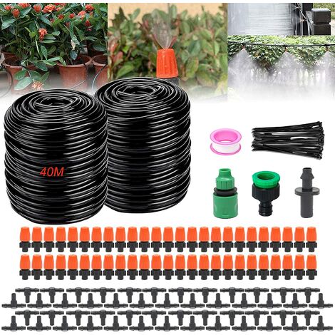 154PCS Kit Arrosage Goutte à Goutte, 40M(50 Buses) Irrigation Goutte Jardin, Irrigation Goutte à Goutte, avec Arroseur de Pulvérisateur à Buse Réglable, pour Plantes/Terrasse