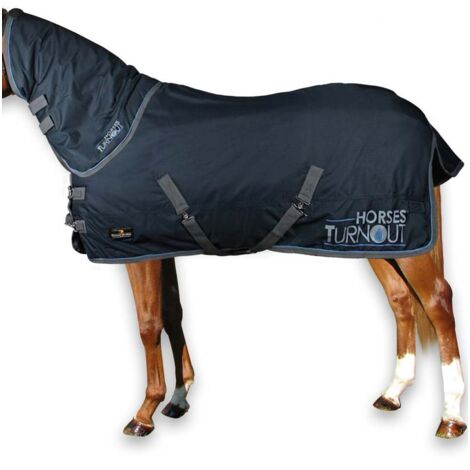155 cm, Blu: Coperta da paddock con cappuccio imbottita 400 g e tessuto esterno 600 denari modello Turnout