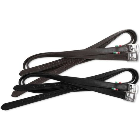 155 cm, Marrone: Staffili per sella inglese in cuoio rinforzato modello Soft Touch