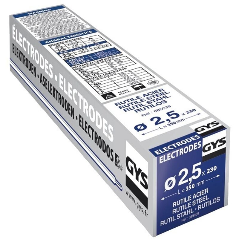 GYS - lectrodes enrobées rutiles universelle aciers non alliés - 6013 - 2.50 mm - x 230