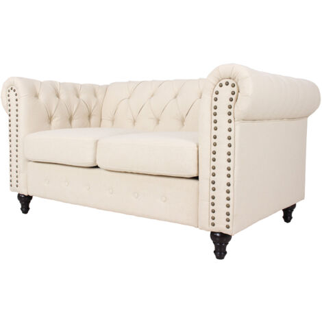 155cm Width Upholstered Sofa Chair with Nailhead Trim - Cream