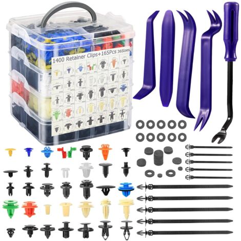 1565PCS Clips de Fixation Voiture Universel, 36 Tailles Rivet Plastique Auto avec Outil de Démontage  Kit Carrosserie Pare-Chocs, Portes, Garde-Boue  Compatible Ford, Toyota, Honda