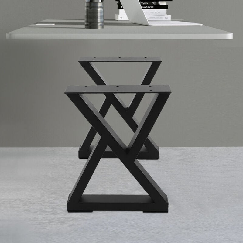 Senderpick - 15,7 pouces pieds de table basse pieds de table en métal Set de 2 meubles lourds fleur noir