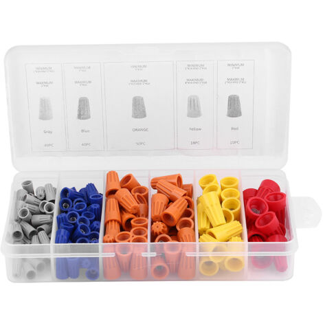158pcs Assortiment de torsion sur les connecteurs de fil Bornes à vis Insert à ressort Wring Caps