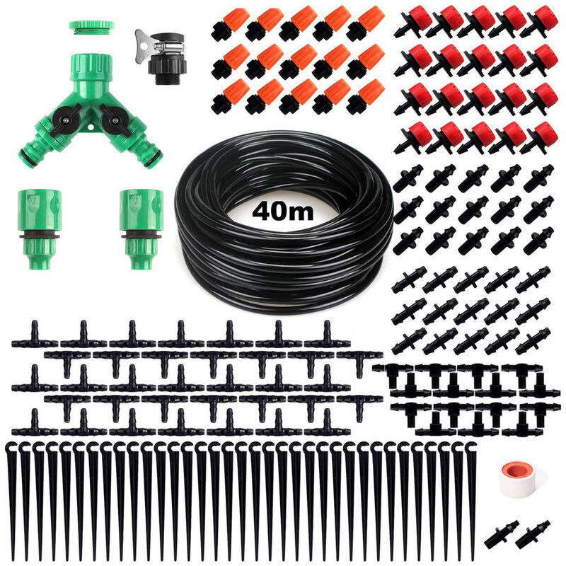 

158PCS Jardin sistema de riego 131ft Tuberia Equipos de riego ajustable de riego pulverizador Gotero DIY Kit de ahorro de agua automatica Conjunto de