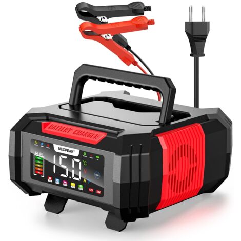 15A Chargeur de Batterie de Voiture,  NC315 12V/24V Chargeur de Batterie Rangement des câbles Intelligent Automatique avec Compensation de Température pour Les Batteries Plomb-Acide et LifePO4