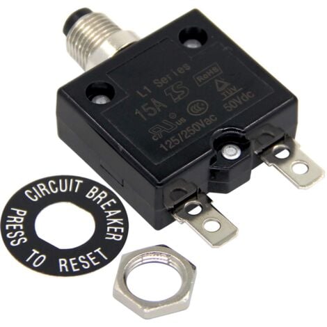 LINGHHANG 15A Circuit Breaker Optional Reset Thermal Switch, 125-250V AC 50V DC Current Overload Protection Push Button Circuit Breaker