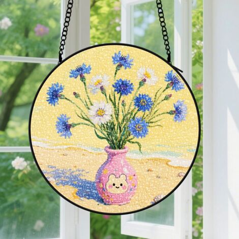 15cm Suspension décorative vitrale pour fenêtre, décoration florale, cadeau pour amateurs de nature et de décoration