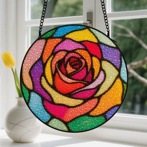 15cm Suspension en vitrail, attrape-soleil élégant artistique coloré, décoration maison intérieure, cadeau Anniversaire pour femme, homme, tante