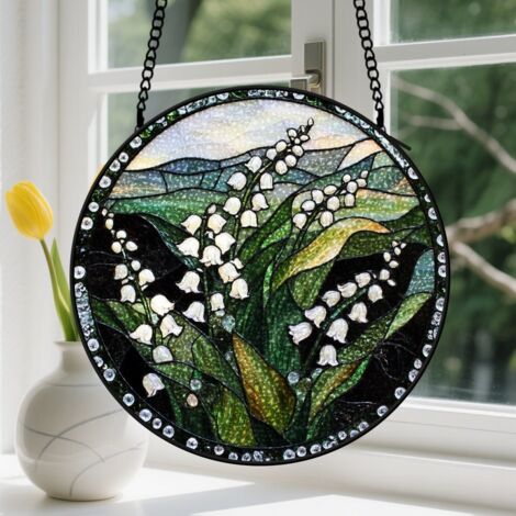 15cm Suspension en vitrail, attrape-soleil unique coloré élégant artistique, décoration intérieure fenêtre, cadeau Noël pour femme, homme, famille