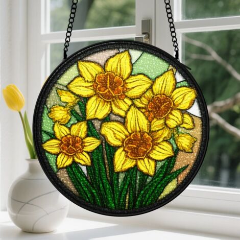 15cm Suspension en vitrail - Attrape-soleil unique en verre minimaliste, décoration fenêtre élégante, cadeau Anniversaire pour femme, homme, tante