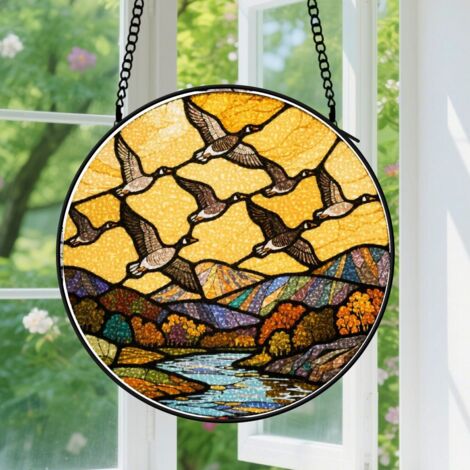 15cm Suspension en vitrail - Attrape-soleil unique pour fenêtre, décoration maison colorée, cadeau Fête des Mères, Fête des Pères pour femme, homme
