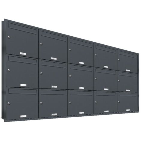 15er Briefkasten Anlage Unterputz Montage RAL 7016 Anthrazit