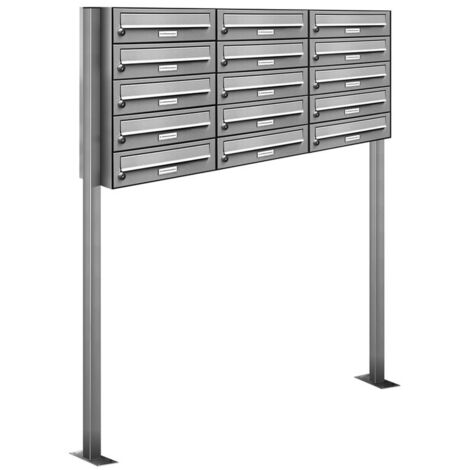 15er Edelstahl Stand Briefkasten Anlage Freistehend