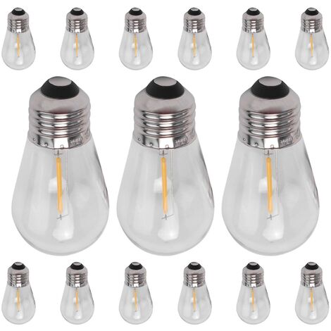 15er-Pack 3-V-LED-S14-Ersatzglühbirnen, bruchsichere Solar-Lichterketten-Glühbirnen für den Außenbereich, warmweiß