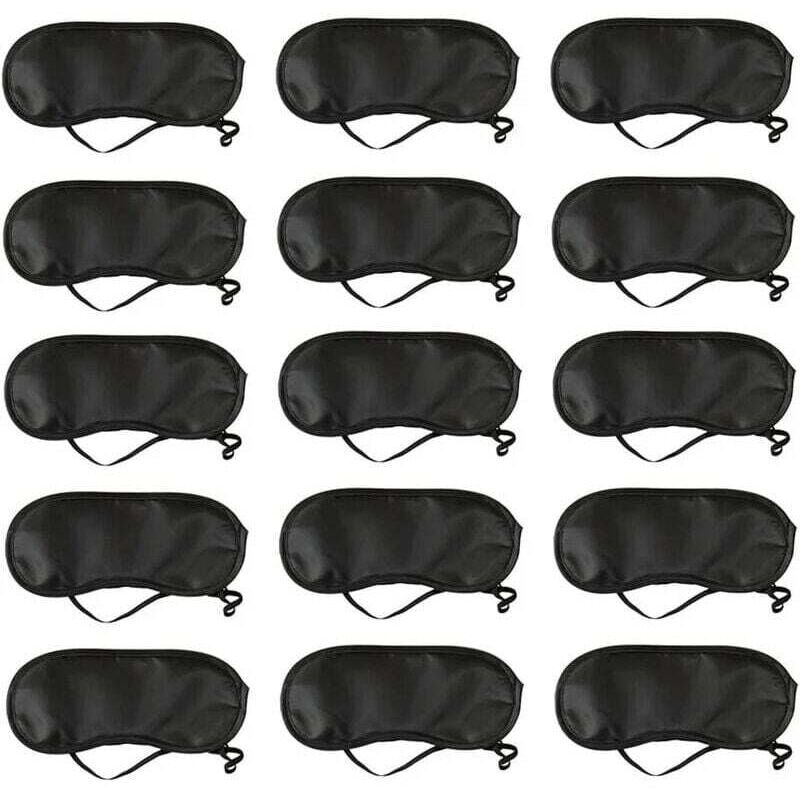 Image of 15er-Pack weiche Schlafmasken für die Augen mit Nasenpolster, Schwarz Mumu