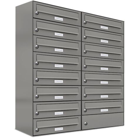 15er Premium Briefkasten Aluminiumgrau RAL Farbe 9007 für Außen Wand Postkasten 2x8