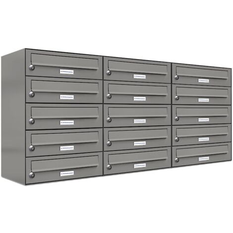 15er Premium Briefkasten Aluminiumgrau RAL Farbe 9007 für Außen Wand Postkasten 3x5