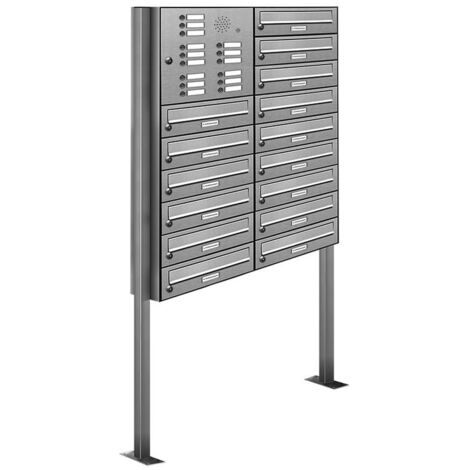 15er V2A Edelstahl Briefkasten Standanlage Freistehend mit Klingel