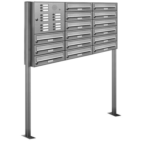 15er V2A Edelstahl Briefkasten Standanlage Freistehend mit Klingel