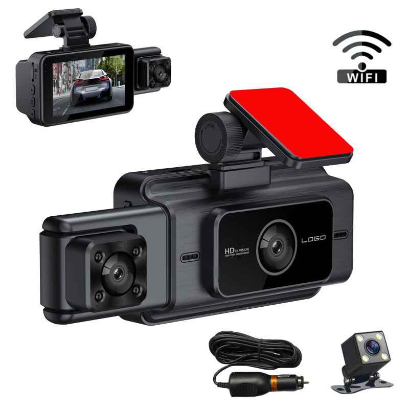 Tumalagia - lifcausal Caméra embarquée WiFi triple hd 1080P Enregistreur vidéo voiture avec vision nocturne infrarouge et captation simultanée des