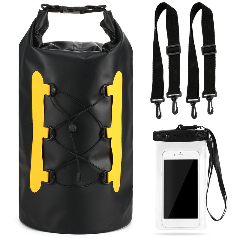 

15L un caso con el bolso seco impermeable de telefono Bolsa de tapa deslizante Dry Sack para el kayak Barco Pesca Rafting Natacion Surf, Negro