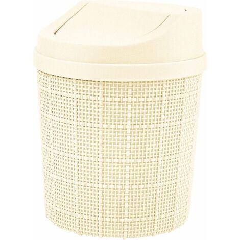 1,5L Mini Poubelle, Mini Poubelle de Bureau, avec Poubelle et Couvercle Pivotant, pour Chambre,Salle,Cuisine,Véhicule (Blanc)