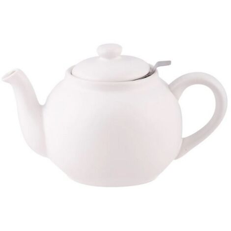 1.5L Teapot - Stoneware/Stainless Steel - L26 x W14.5 x H14.5 cm - White