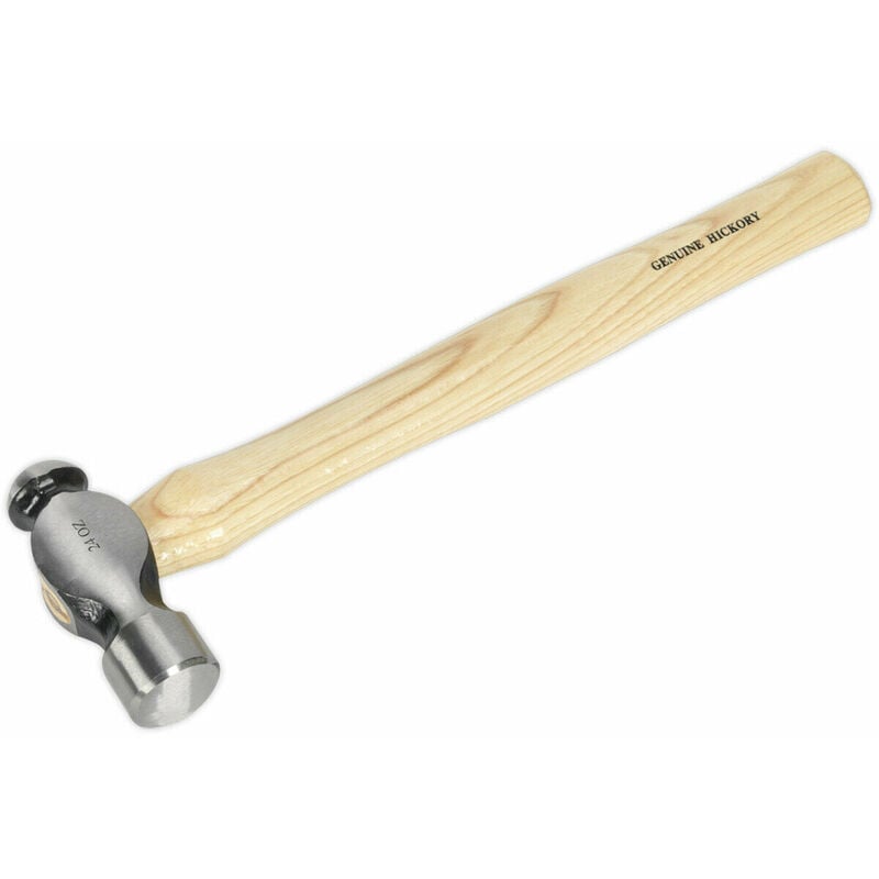 Loops - 1.5lb Ball Pein Pin Hammer - Hickory Wooden Shaft - Drop Forged Steel Head