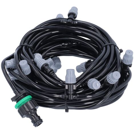 15m / 49.2ft 4/7 Système de tuyau de tube d'irrigation avec 20 têtes de pulvérisateur de brumisation pour la terrasse de l'agriculture de jardin.