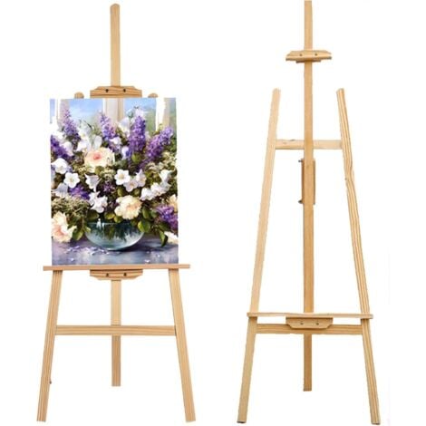Vinsetto H-Frame Wooden Studio Easel Height Adjustable with Canvas Holder  and Pencil Case for Display, Exhibition, Drawing, Painting Art W/ Display  Drawing