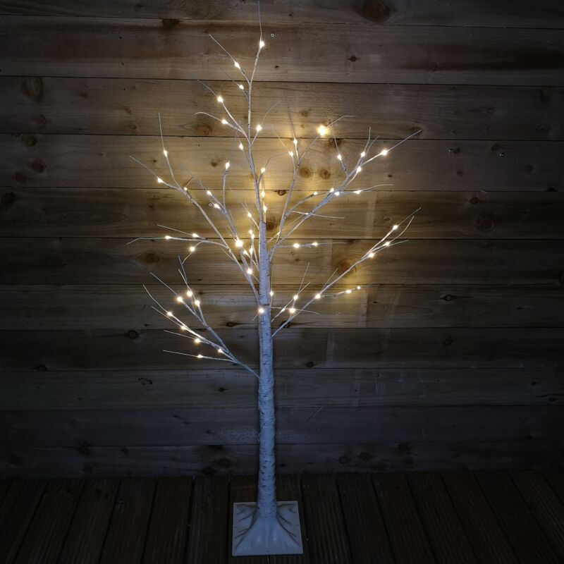 Snowtime 150cm Light Up Christmas Tree Birch Warm White LED Indoor Outdoor Decoration