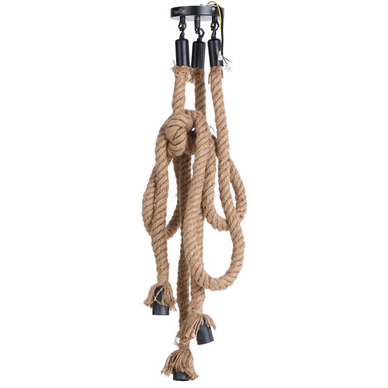 1,5 m ac 220-240 v Triple E27 Supports 3 têtes Corde de chanvre Suspension Plafonnier Personnalité créative Industriel Vintage Rétro Style campagnard