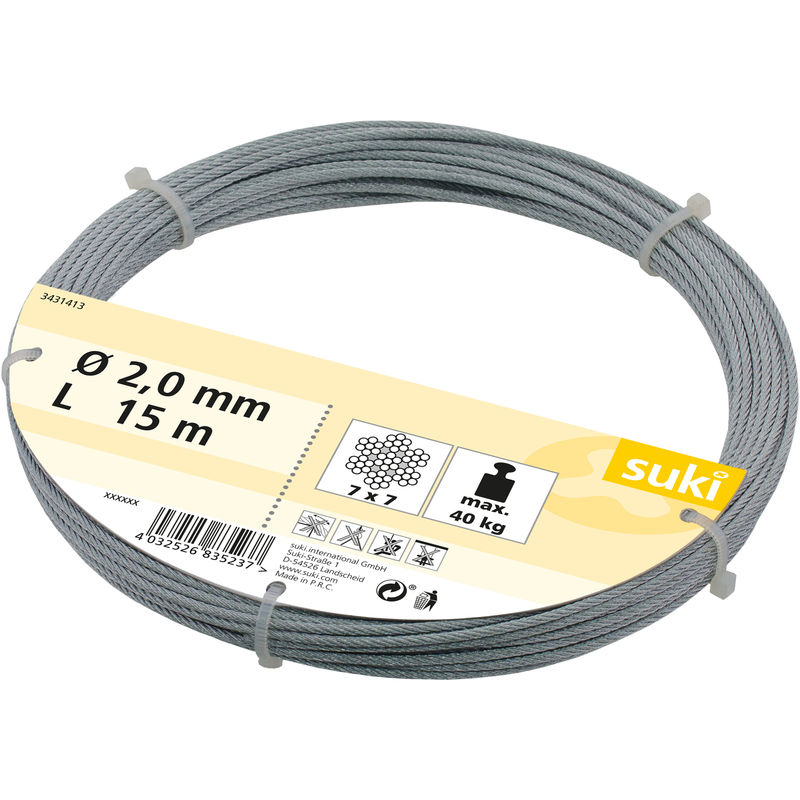 

15m de cable de acero, 2,0mm