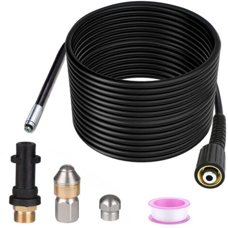 15m Déboucheur Canalisation Compatible avec Karcher Nettoyeur Haute Pression Déboucheur Canalisation Professionnel Compatible K2 K3 K4 K5 K7 180Bar