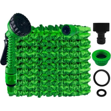 15m expandable garden hose, flexible and lightweight, with 7 water jets, for watering, gardening and cleaning.