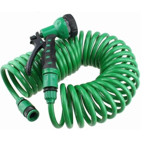 15M Garden Hose Pipe Expandable Garden Coil Hose Spray Gun Hosepipes Coil 5 Function Pipe Reel Water Spray Gun Nozzle
